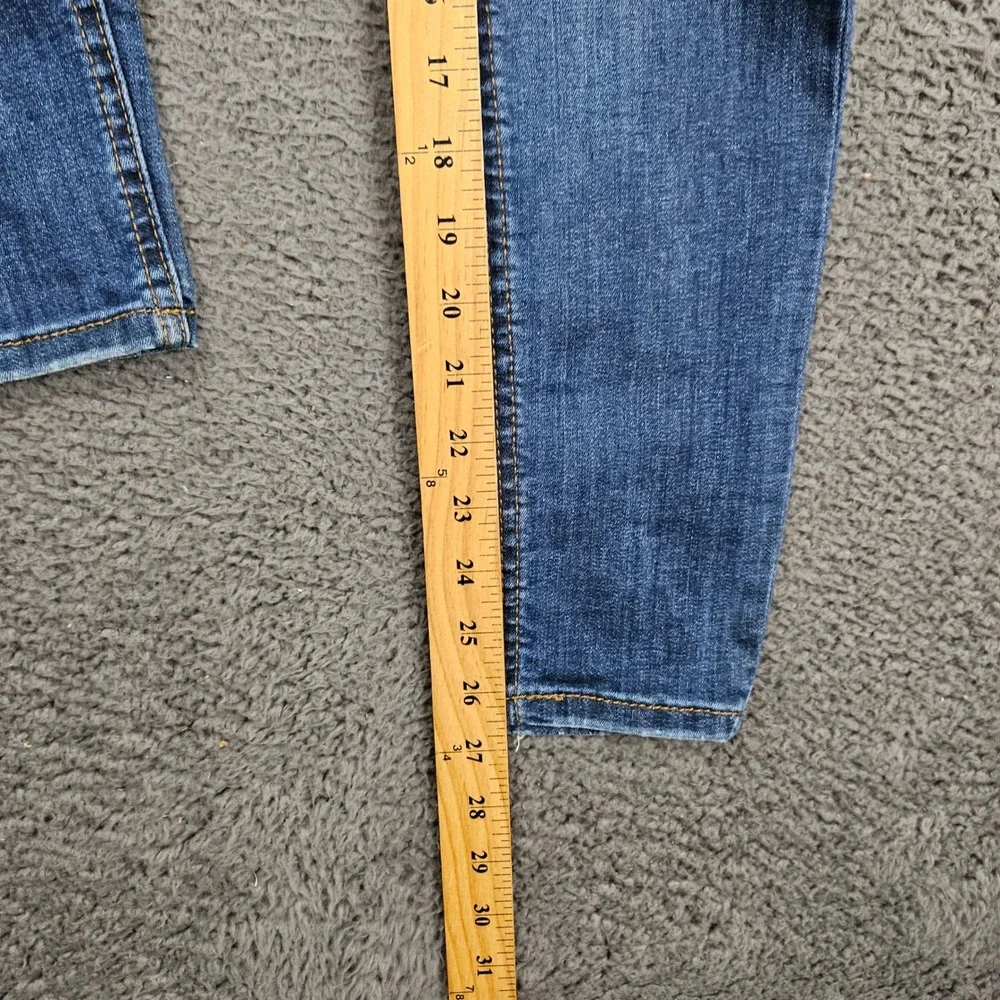 Free People Distressed High Rise Skinny Jeans Blue Ripped Knee 28R